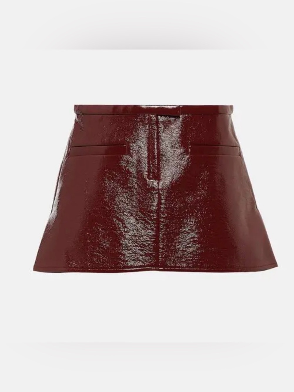 Courrges Vinyl A-Line Mini Skirt Glossy Finish Sleek Space-Age Aesthetic View 3